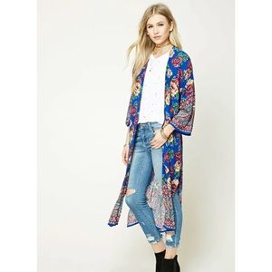Forever 21 Floral Longline Kimono